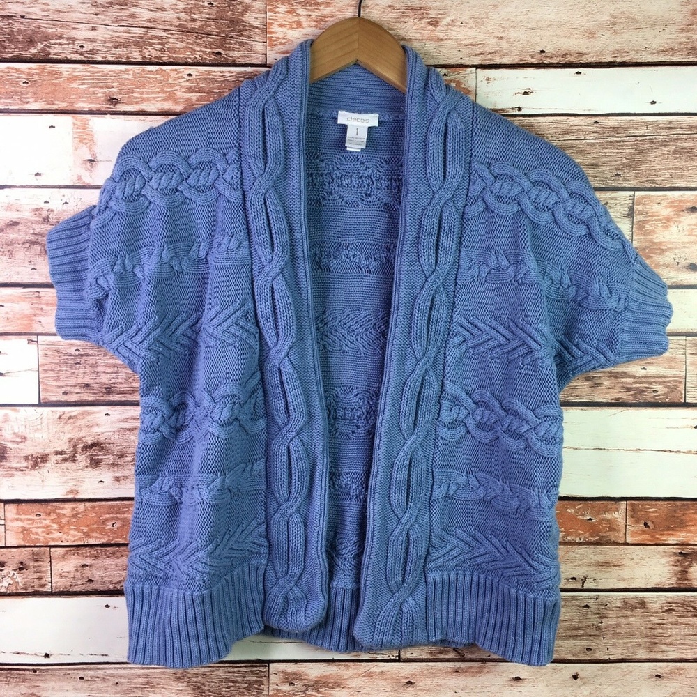🐙 Chicos Blue Knit Cardigan